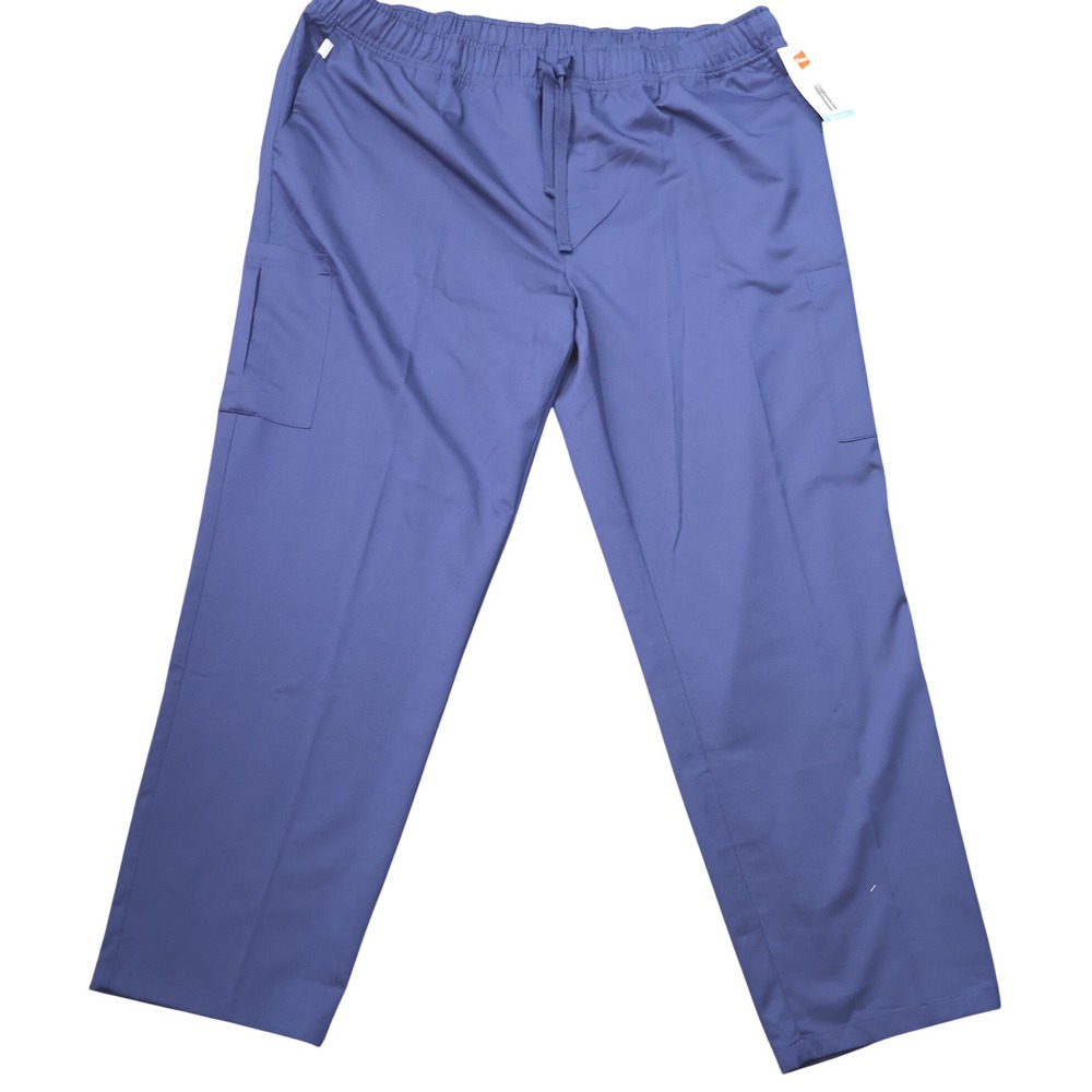 Hanes Scrub Pants Mens 2X Blue New Comfort Fit Straight Leg Cargo Drawstring